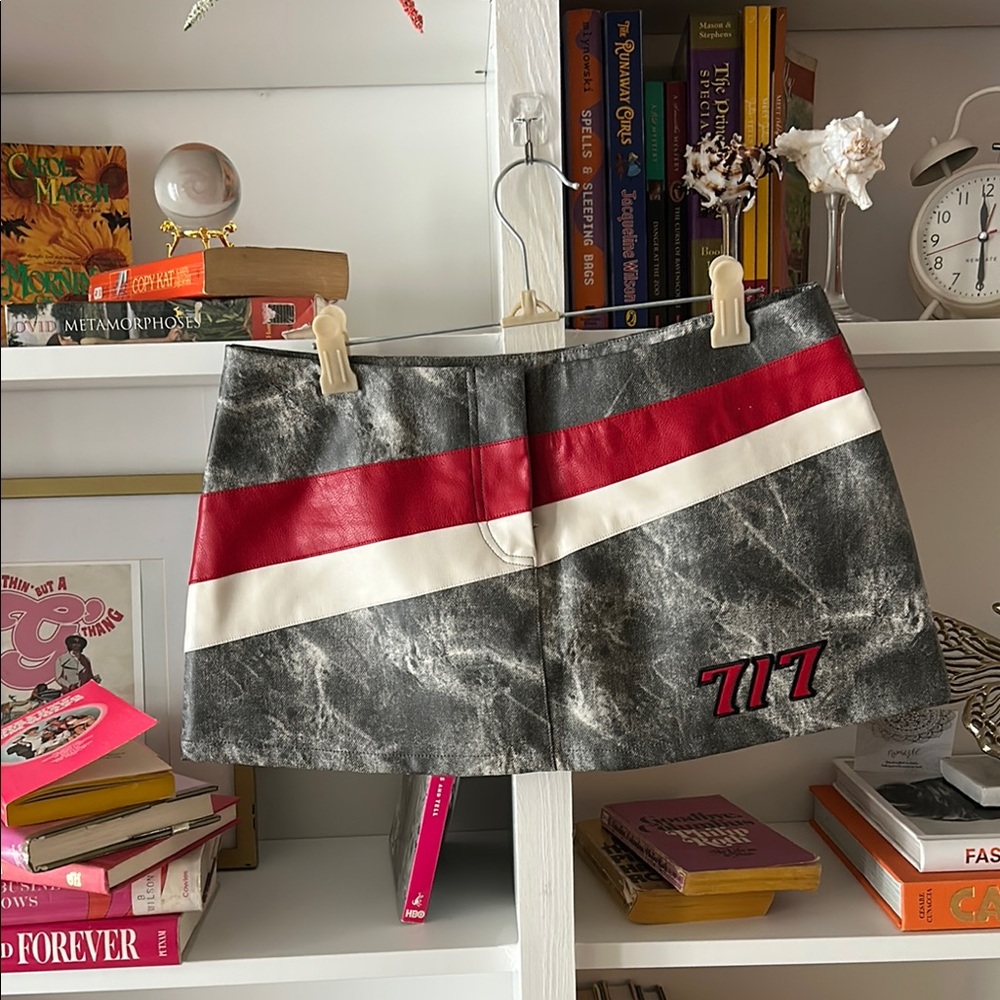 I.AM.GIA Silver and Red Mini Skirt Casual